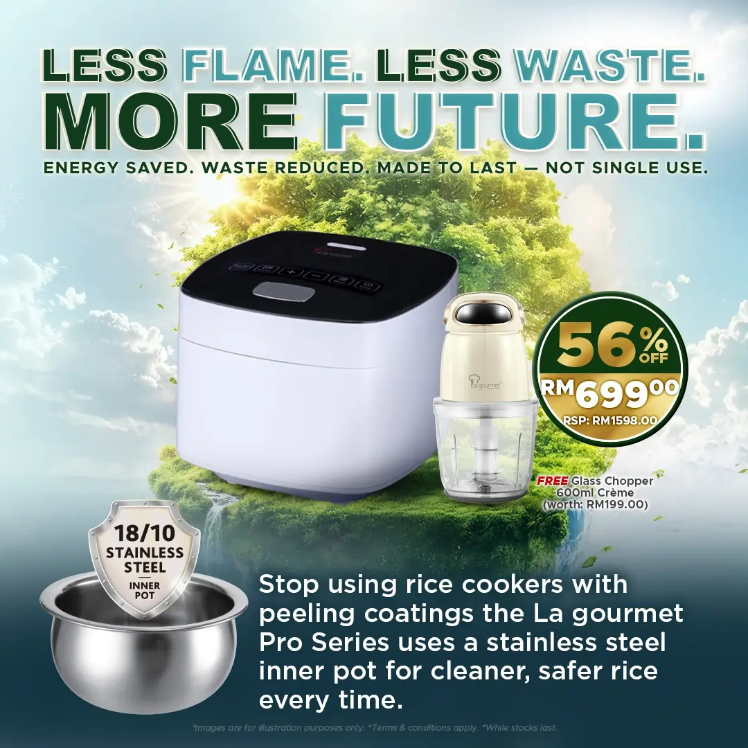 La gourmet Pro Series Healthy Rice Cooker 1.2L, SS Inner Pot White