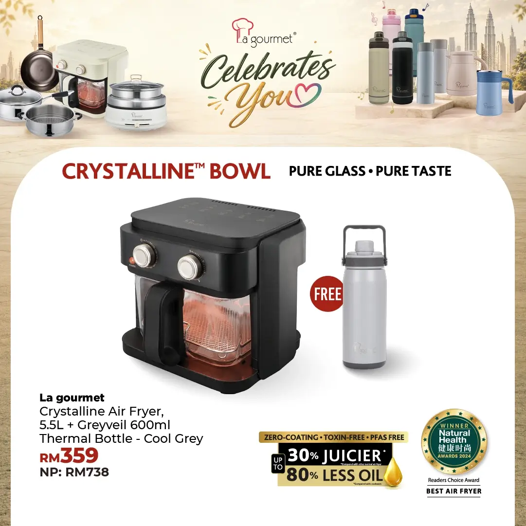 Crystalline™ Air Fryer Pro Series - 5.5L Matt Black