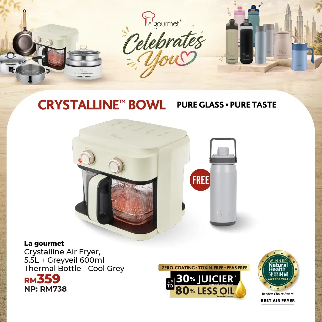 Crystalline™ Air Fryer Pro Series - 5.5L Cream