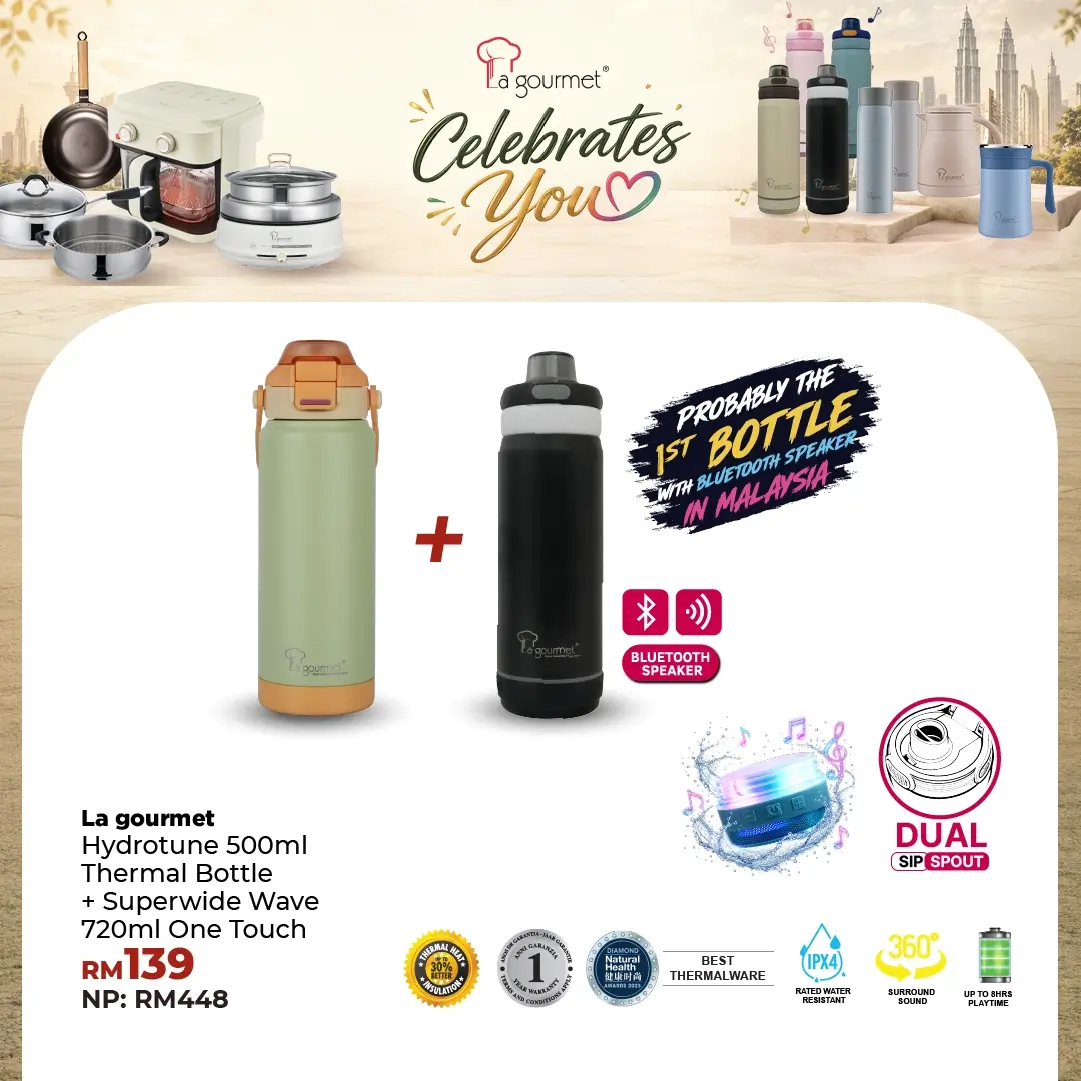 Hydrotune 0.5L Thermal Bottle - Black