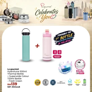 Hydrotune 0.5L Thermal Bottle - Pink
