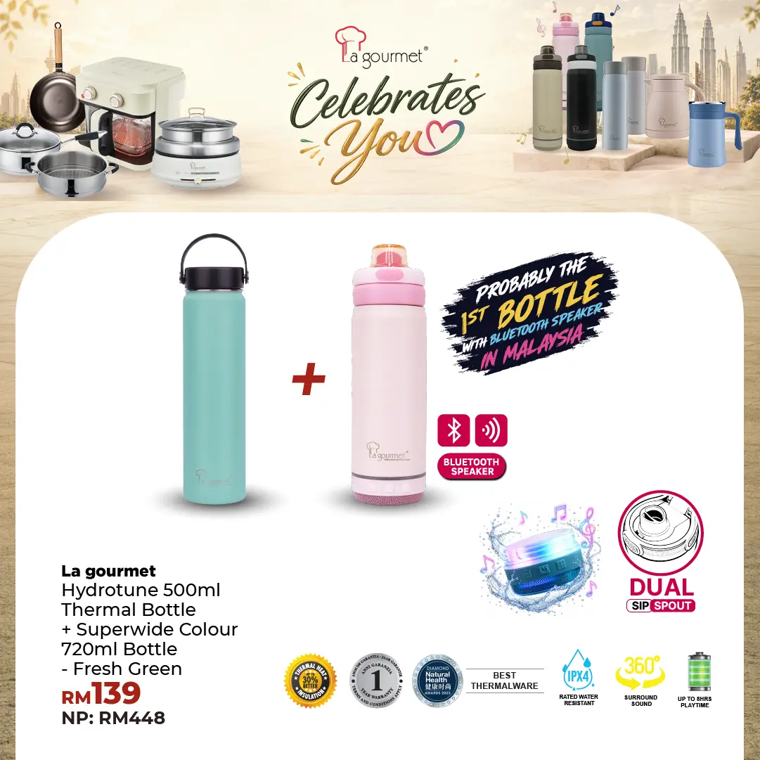 Hydrotune 0.5L Thermal Bottle - Pink
