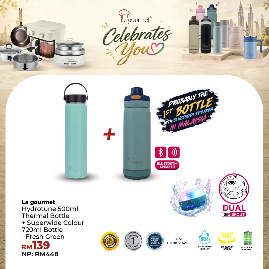 Hydrotune 0.5L Thermal Bottle - Turquoise