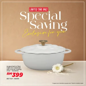La Fleur 20cm Casserole - Enameled Cast Iron 2L Gardenia [MD's Kitchen]