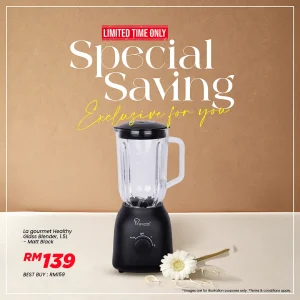 Eletric Healthy Glass Blender - 1.5L Matt Black [MD's Kitchen]