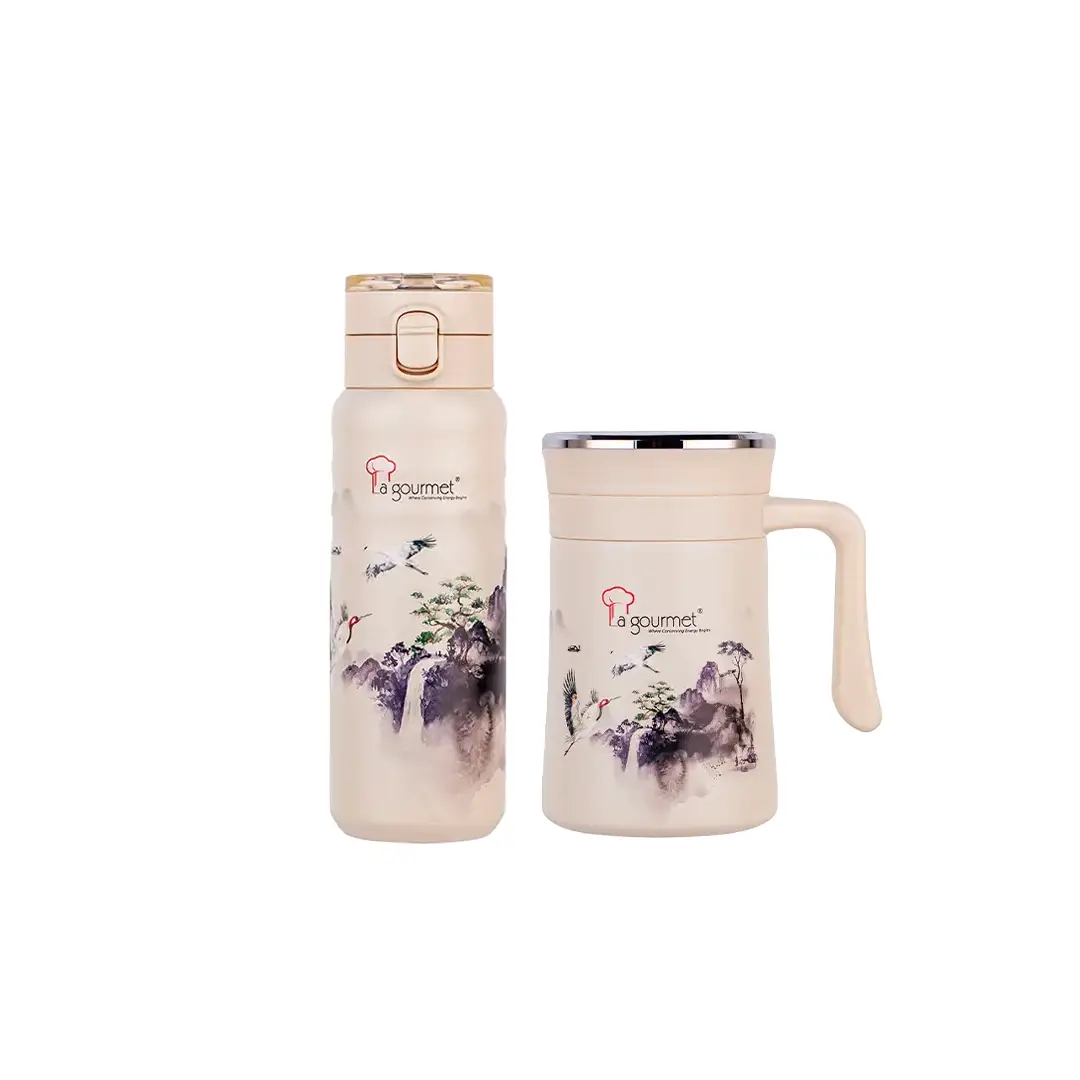 Vintage 0.5L Mug + 710ml Thermal One Touch - Milk Tea