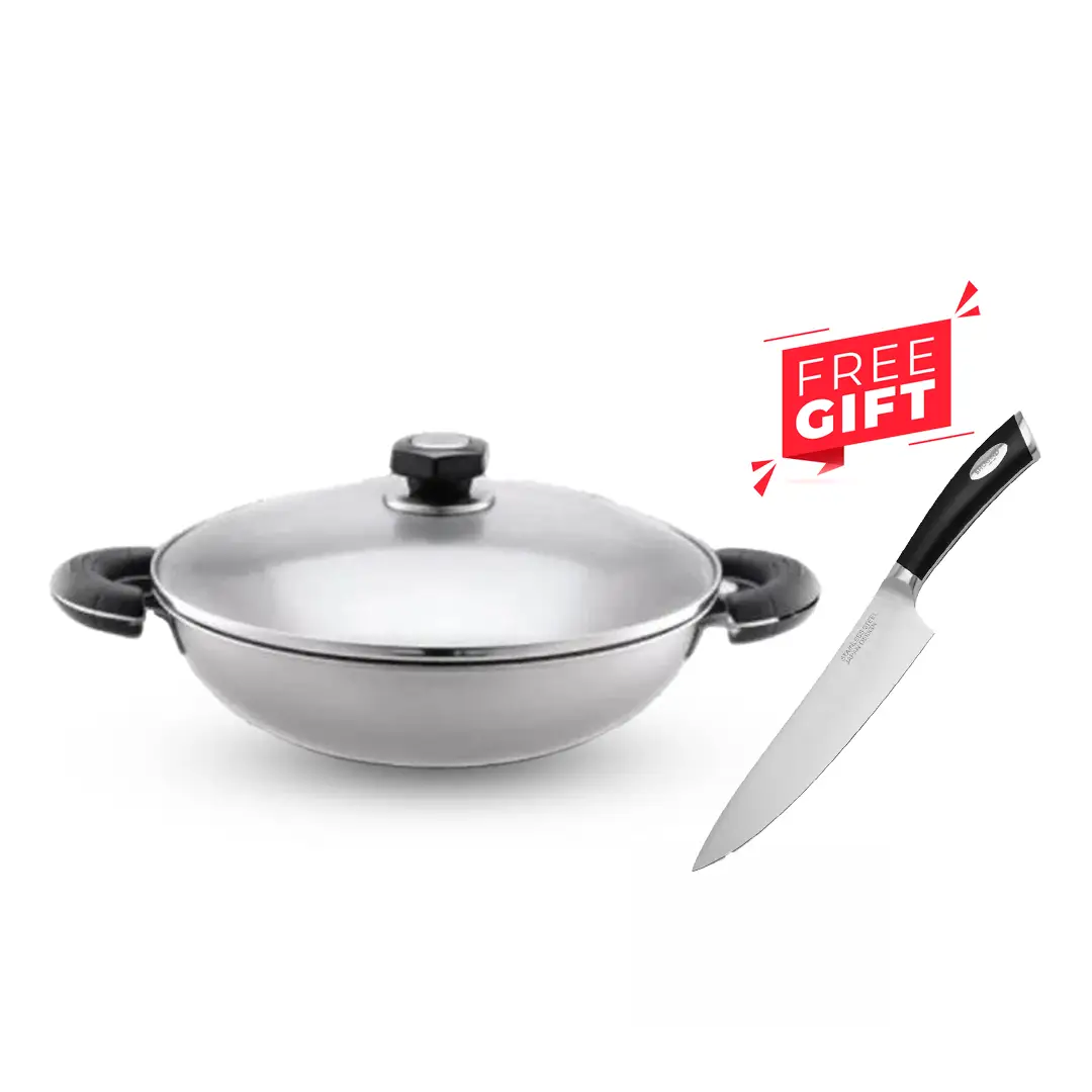 La gourmet Elite 32cm 5ply Stainless Steel Wok with Induction (5L) [JOMAMA]