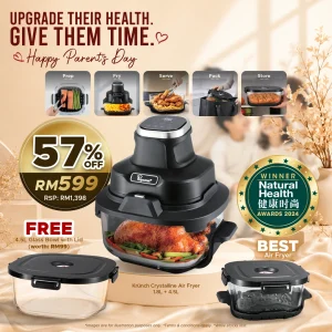 Krunch Crystalline™ Air Fryer Pro Series - 1.8L + 4.5L Matt Black