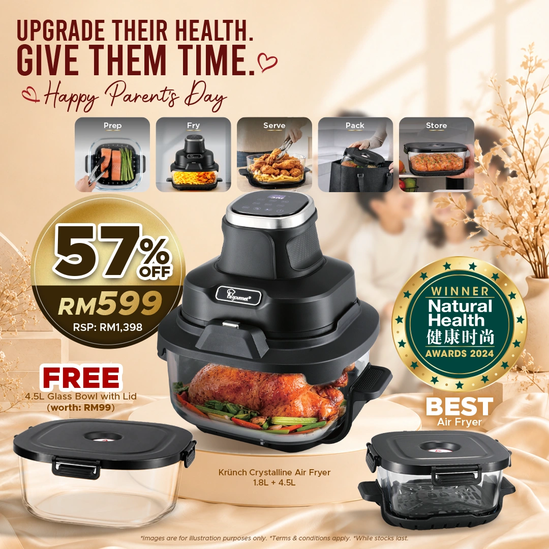 Krunch Crystalline™ Air Fryer Pro Series - 1.8L + 4.5L Matt Black