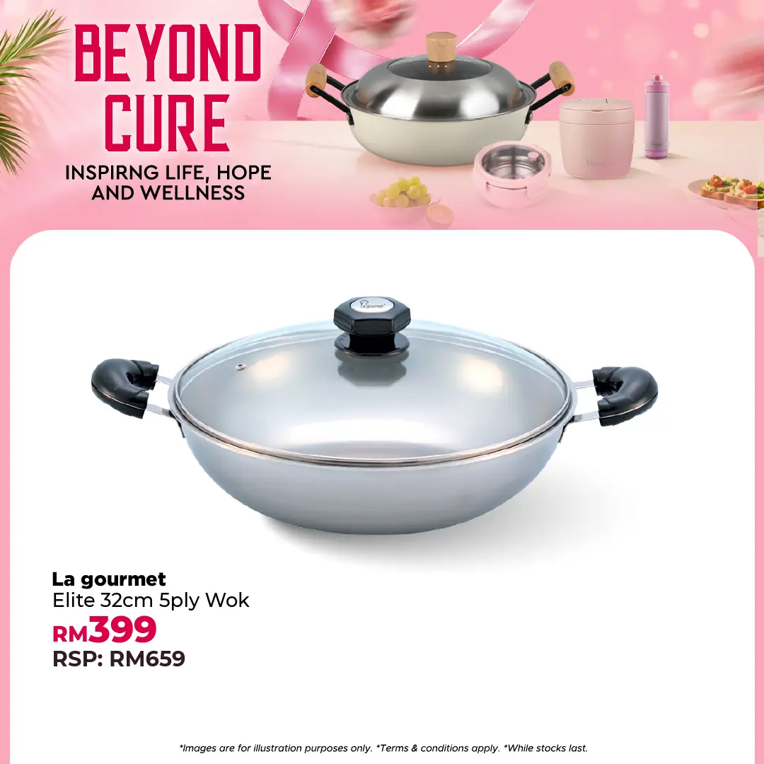 La gourmet Elite 32cm 5ply Stainless Steel Wok with Induction (5L)