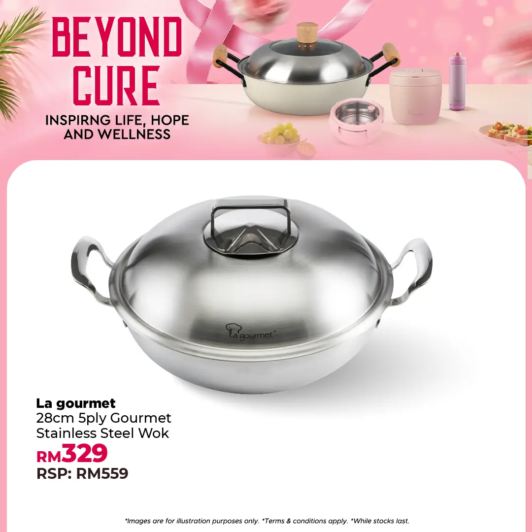 Gourmet 28cm 5ply 18/10 Stainless Steel Wok With Steamer Insert and Stainless Steel Cover with Induction