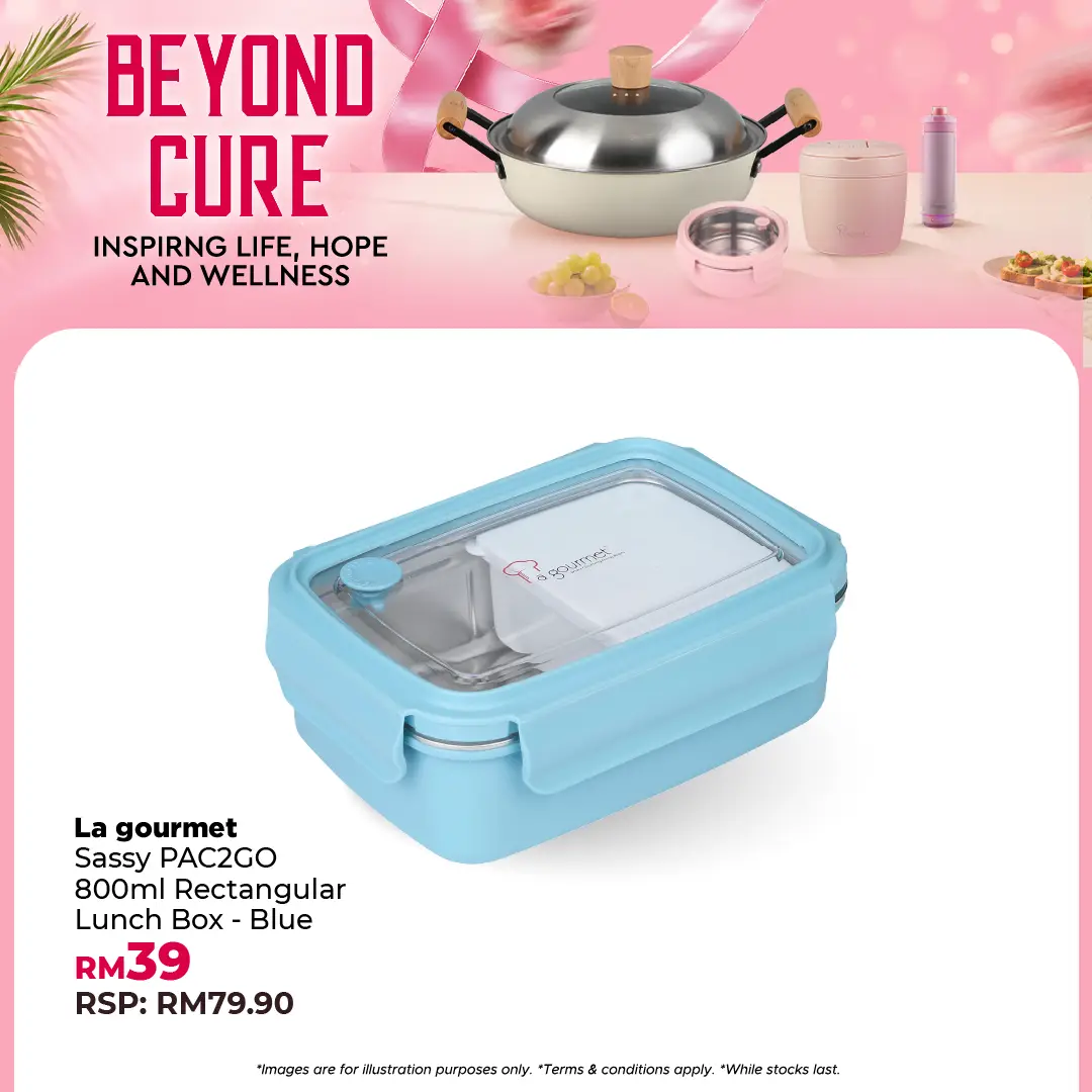 3R PAC2GO Sassy Collection 800ml Rectangular lunch box with 304 stainless steel insert- Blue