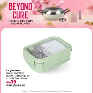 3R PAC2GO Sassy Collection 800ml Rectangular lunch box with 304 stainless steel insert - Green