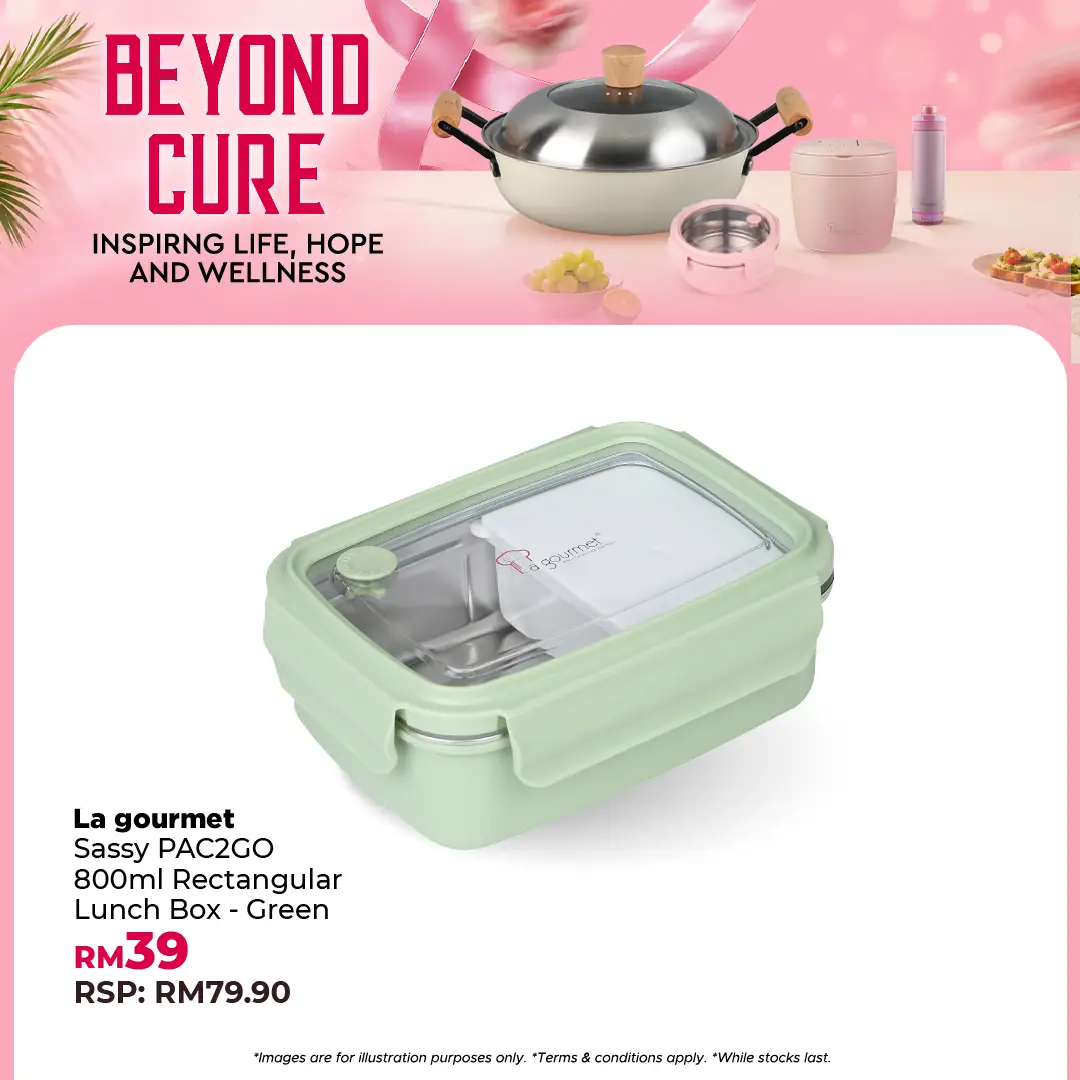 3R PAC2GO Sassy Collection 800ml Rectangular lunch box with 304 stainless steel insert - Green